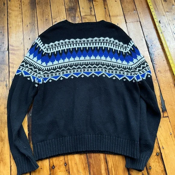 VTG Polo Ralph Lauren Men’s 2XL Black Cotton Cashmere Angora Fair Isle Sweater - Picture 8 of 8